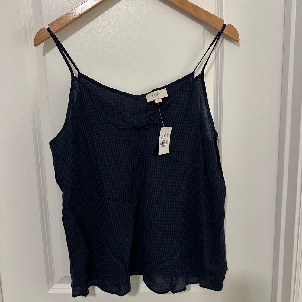 LOFT Blue Sleeveless Tie Front Camisole